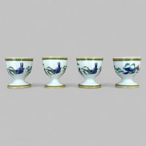 SET of 4 Hermes Toucan Egg Cups w/ Original Box Limoges Porcelain France